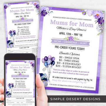 cute mothers day fundraiser flyer bundle with order form and sales tracker forms for school church fundraising events